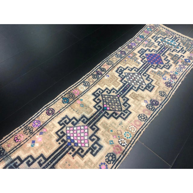 Vintage Turkish Handmade Wool Anatolian Runner Rug For Sale In Phoenix - Image 6 of 11