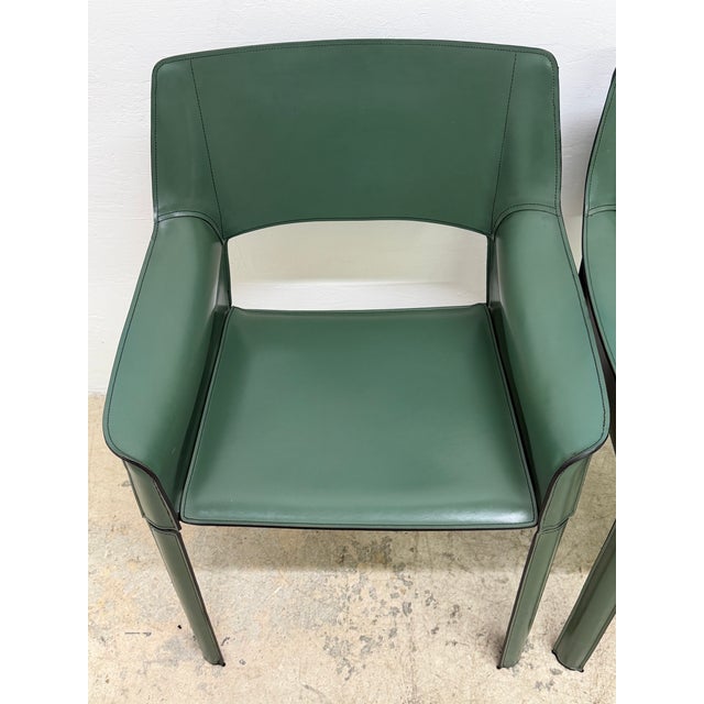 Mid-Century Brazilian Modern De Couro Leather Dining Armchairs - Set of Four For Sale - Image 9 of 17