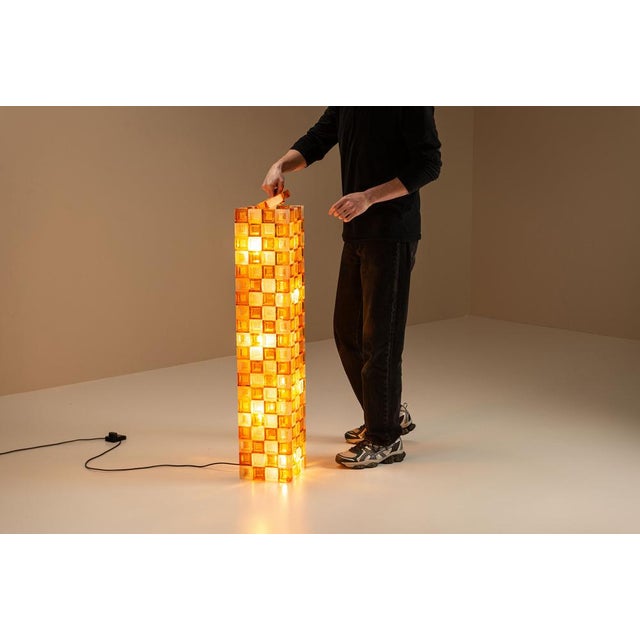 Floor Lamp in Amber and Crystal Pulegoso Glass from Poliarte, Italy, 1970s For Sale - Image 9 of 17