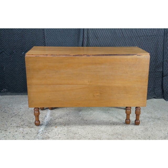Brown Antique Early American 19th C Cherry Gate-Leg Drop Leaf Dining Console Table 60" For Sale - Image 8 of 18