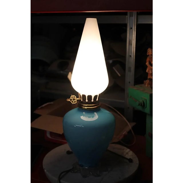 1950s Blue Murano Glass Table Lamp from Seguso, 1950s For Sale - Image 5 of 8