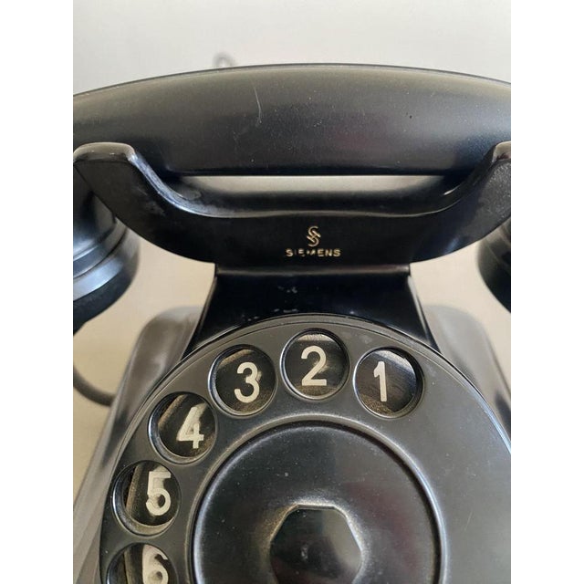Plastic Mid-Century Italian Black Bakelite Table Phone with Handset, 1950 For Sale - Image 7 of 17