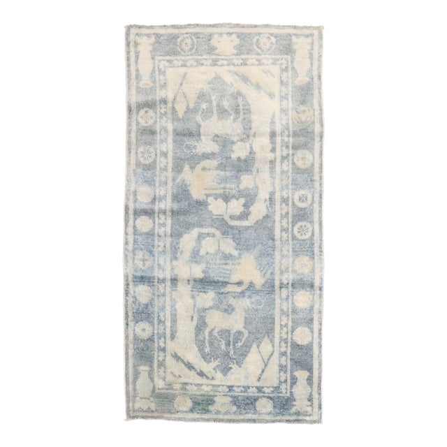Early 20th Century Soft Blue Chinese Pictorial Rug rug no.j4767 For Sale