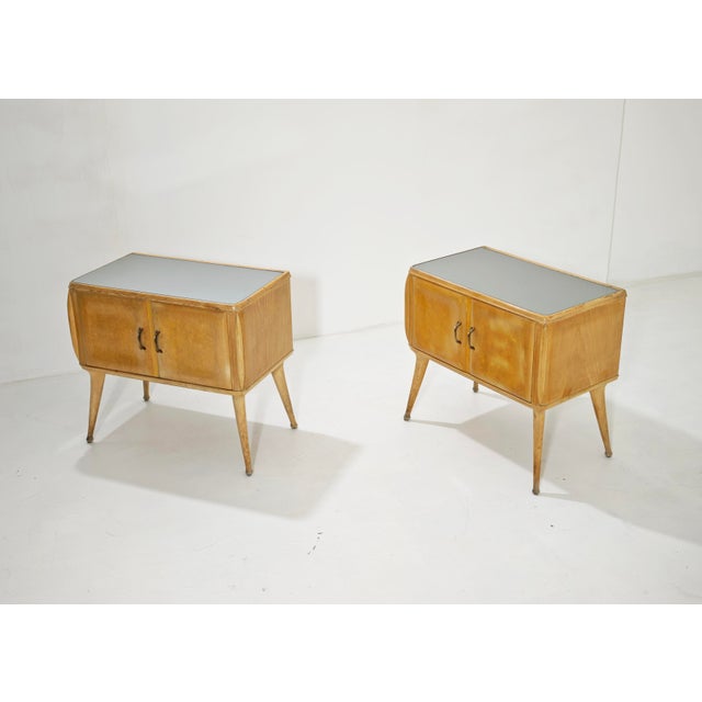 Mid-Century Modern Curved Light Wood Bedside Tables, Italy, 1950s, Set of 2 For Sale - Image 11 of 18