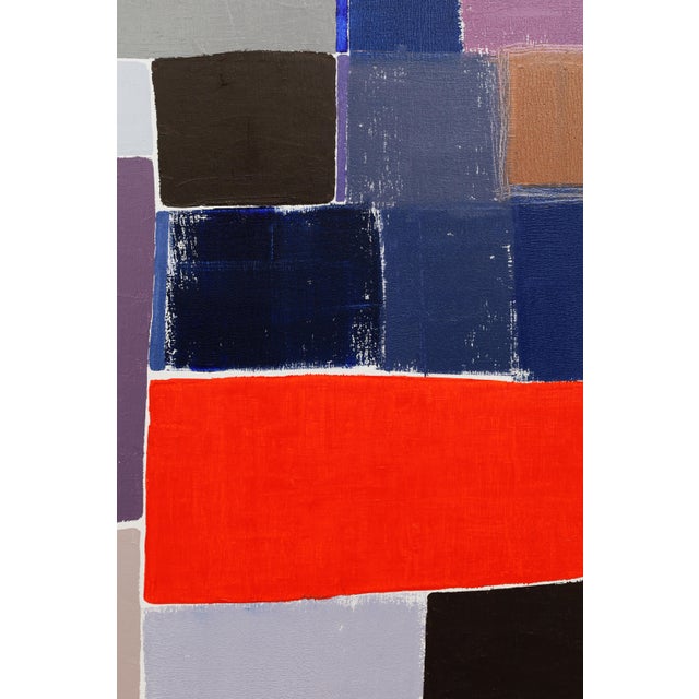 "Squares / Orange Blue Grey" Large Abstract Oil Painting by Simon Findlay For Sale - Image 10 of 13