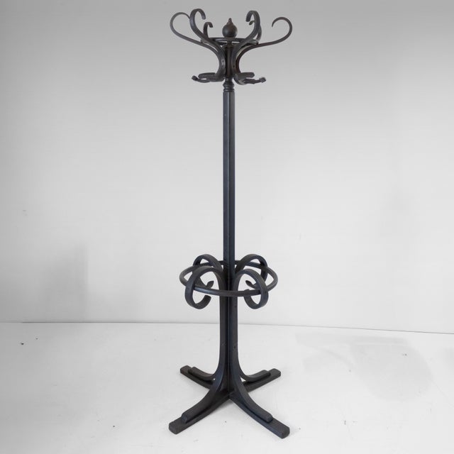 Early 900 Antique Bentwood Coat Rack and Umbrella Stand in the Style of Thonet An elegant and imposing turn-of-the-century...