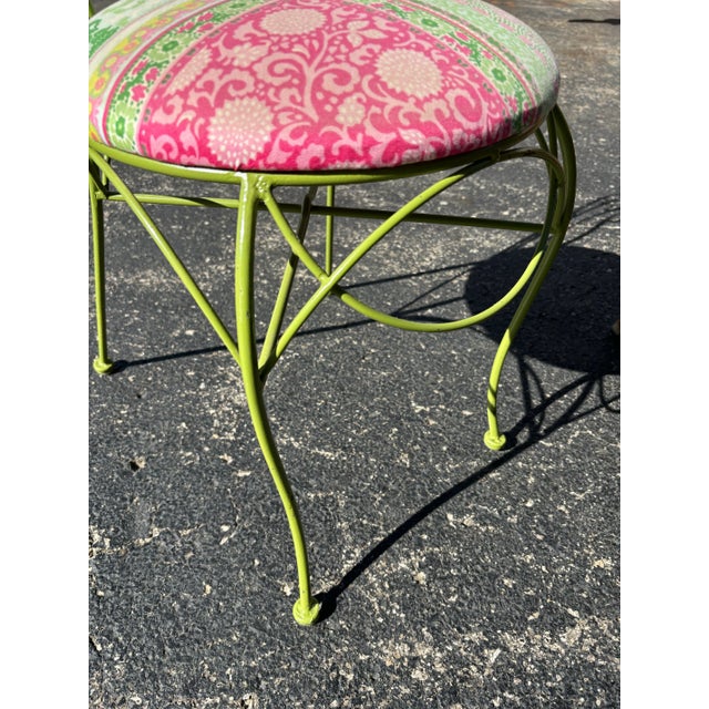 1970s Vintage Green Iron Peacock Garden Chair or Vanity Chair For Sale - Image 11 of 12
