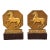 Rare 1930’s Italian Regency Equestrian Bookends by Borghese With Horse & Greek-Key Design in Gold Gilt on a Black Faux Granite Base- A Pair For Sale