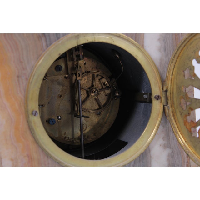 Japy Freres French Bronze & Marble Mantle Clock For Sale - Image 13 of 14