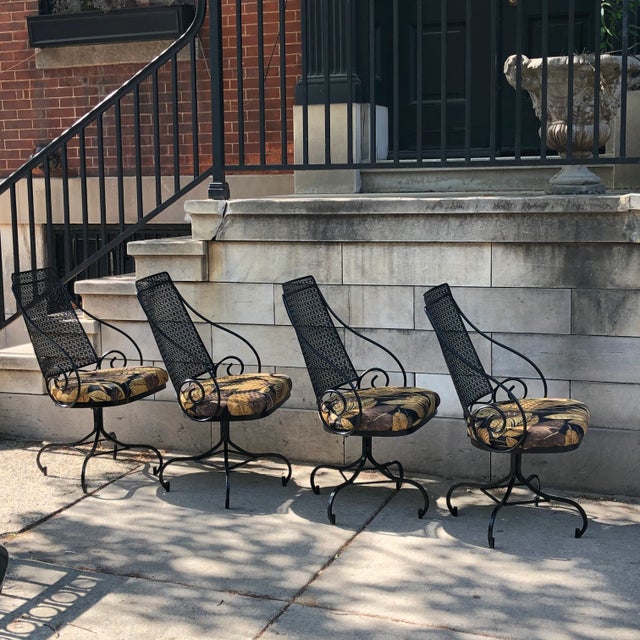 Mid-Century Wrought Iron Swivel Chairs - Set of 4 For Sale - Image 11 of 13