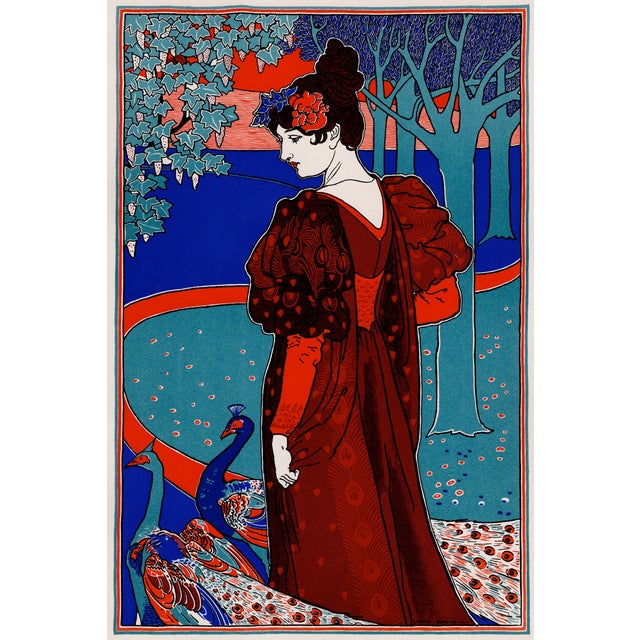 Louis Rhead, La Femme au Paon, 1897, Lithograph on Paper For Sale