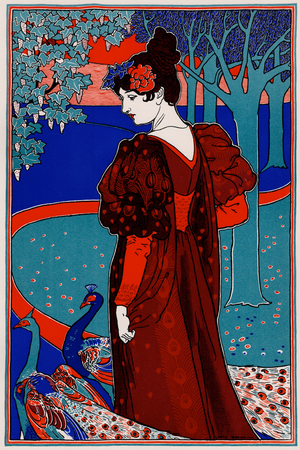 Louis Rhead, La Femme au Paon, 1897, Lithograph on Paper