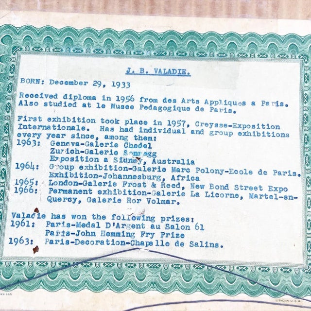 Mother and Child, Framed and Signed Lithograph 66/100 by Jean-Baptiste Valadie For Sale In Miami - Image 6 of 8