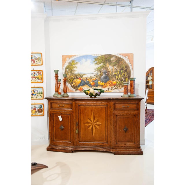 Italian Walnut Starburst Inlaid Sideboard For Sale - Image 4 of 4