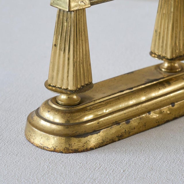 Neoclassical Andirons in Patinated Brass, 1890s, Set of 2 For Sale - Image 5 of 10
