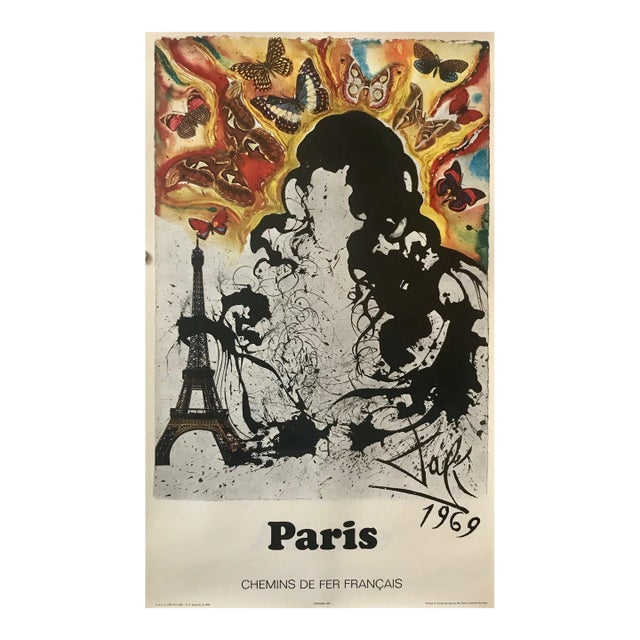 1969 French Salvador Dali Travel Posters, Paris For Sale