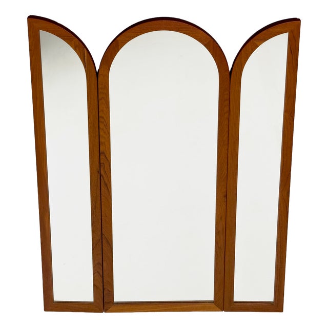 Vintage Foldable Teak Mirror from Fakse Furniture, 1960s For Sale