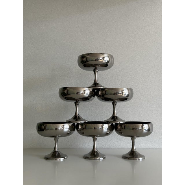 Stainless Steel Coupes from AMC Art Design, 1980s, Set of 6 For Sale - Image 4 of 9