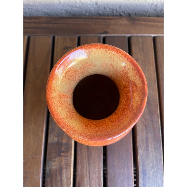 Mid Century Speckled Goldenrod Wisconsin Art Pottery Vase For Sale - Image 4 of 5