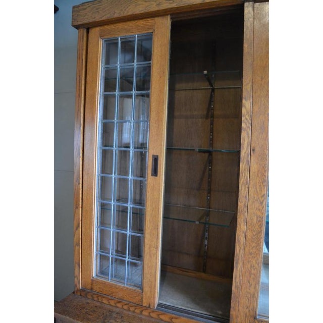 Brown Large Art Deco Oak Display Cabinet. For Sale - Image 8 of 16