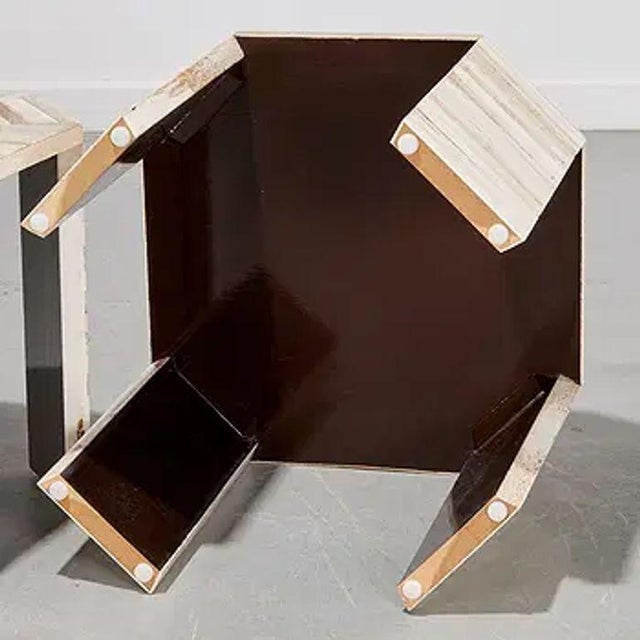 Mid 20th Century Pair of Vintage Karl Springer Bone Veneer Side Tables For Sale - Image 5 of 6