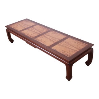 Michael Taylor for Baker Chinoiserie Rosewood and Walnut Coffee Table, Newly Restored For Sale