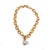 Contemporary Majestic Pearl Stone Pendant Gold Link Chain Necklace For Sale - Image 3 of 9