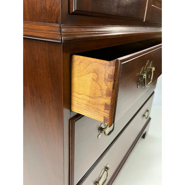 Late 20th Century Henkel Harris Virginia Galleries Solid Wild Black Cherry Gentleman’s Chest For Sale - Image 14 of 17