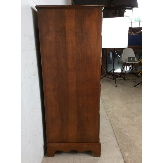 Wood Mid Century Colonial Revival Highboy Dresser With Stow Away Writing Desk For Sale - Image 7 of 12