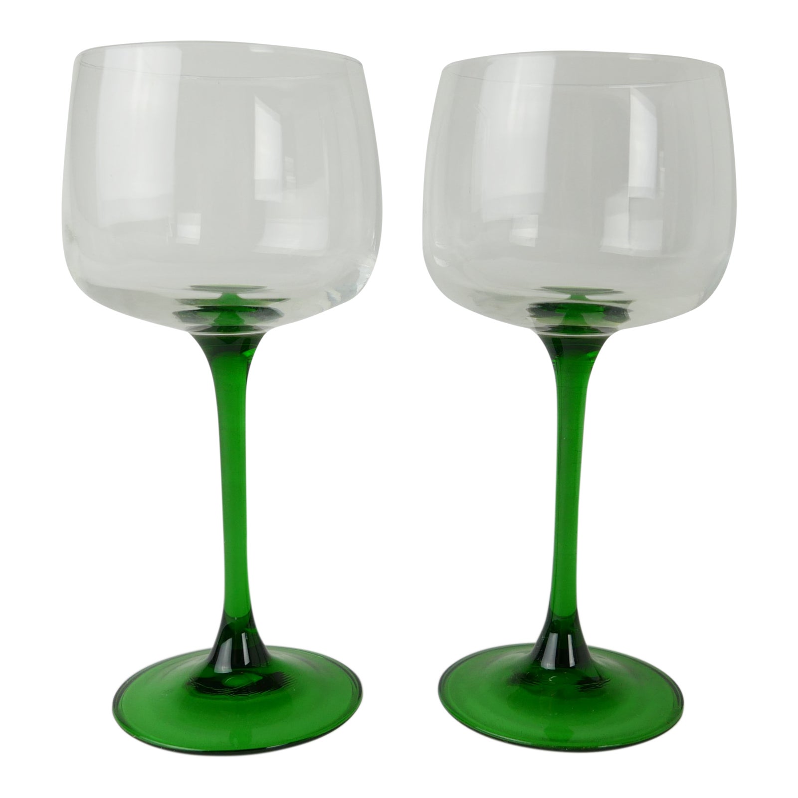 1980s Arcoroc Luminarc Green Stem French Wine Glasses a Pair Chairish