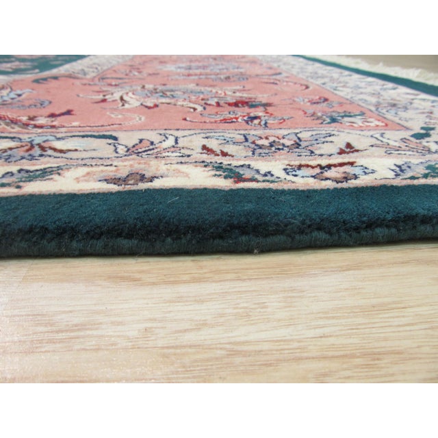 Large Modern Fine Persian Floral Design Green Hand-Knotted Wool Area Rug Carpet For Sale - Image 4 of 7
