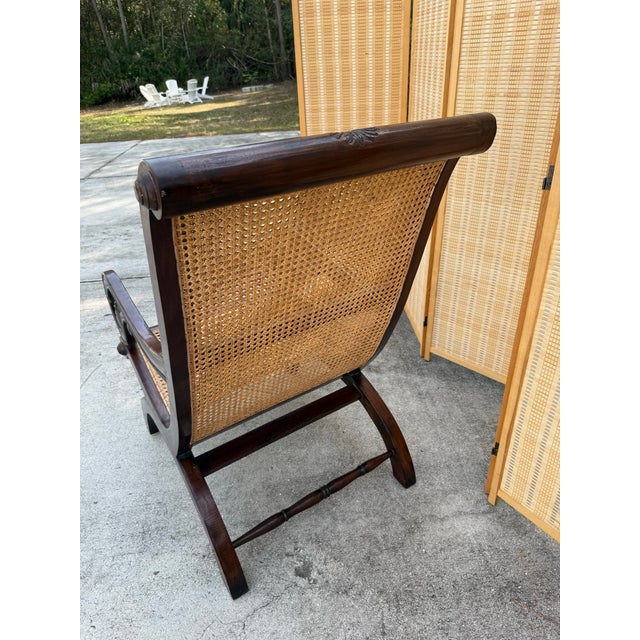 Brown Vintage British Colonial Caned Plantation Chair For Sale - Image 8 of 11