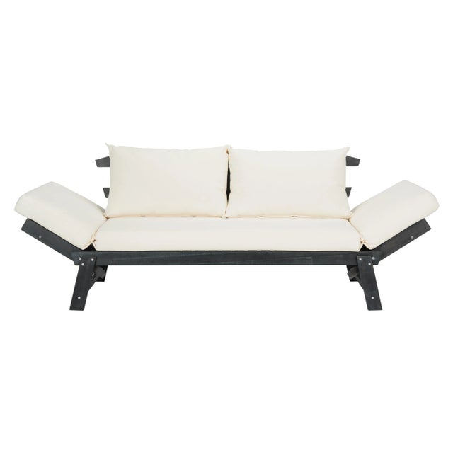Modern Contemporary Daybed in Dark Slate Grey & Beige For Sale - Image 11 of 11