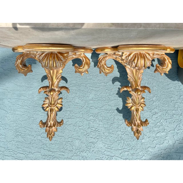 French Vintage Golden Architectural Brackets -Wall Shelf -2 For Sale - Image 3 of 3