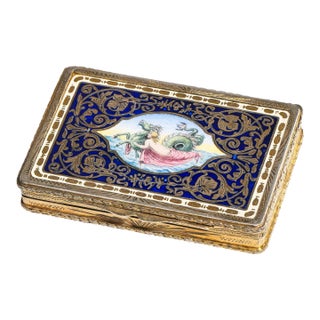 Amazing European 19th Century Antique Continental 800 Silver Gold Gilt Enamel Snuff Box Nereid Riding Hippocamp Neoclassical Art Tobacciana For Sale