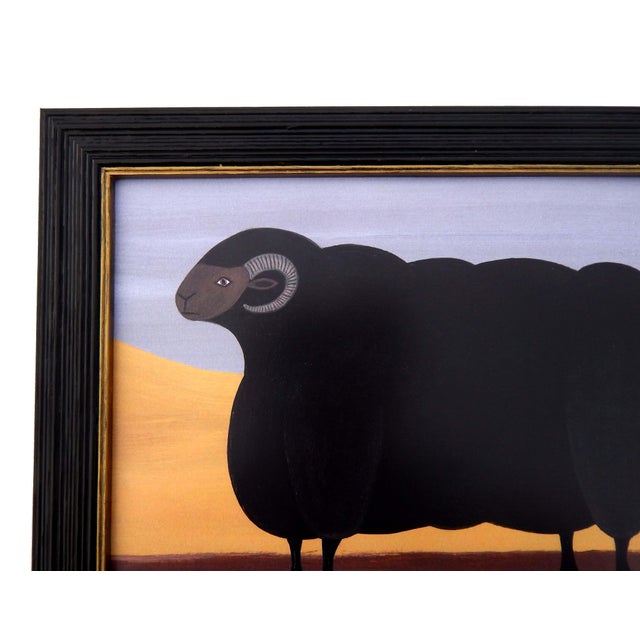 Matt Rix, Naive Style Prize Black Ram, Print, Framed For Sale - Image 4 of 13