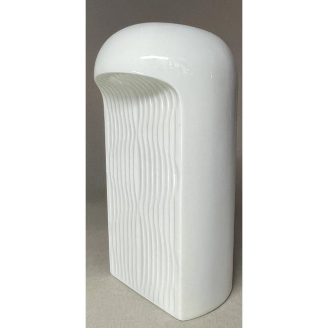 Mid-Century Modern Furstenberg White 70s Op Art Deco Style Vase For Sale - Image 3 of 5