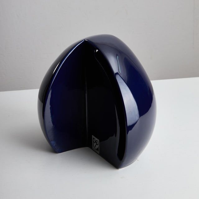 Blue Hemisphere Ceramic Table Lamp from Perdomello 70, 1970s For Sale - Image 5 of 18