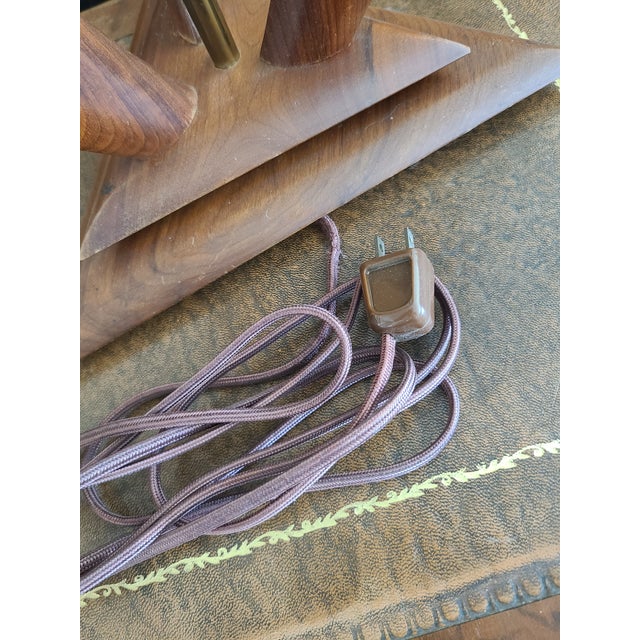Vintage Mid-Century Modern Sculpted Bentwood & Brass Table Lamp For Sale - Image 16 of 16