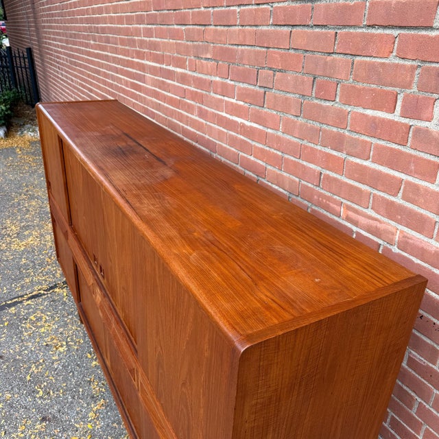 1960s Johannes Andersen Danish Modern Teak Highboard Cabinet, Attributed For Sale - Image 11 of 12