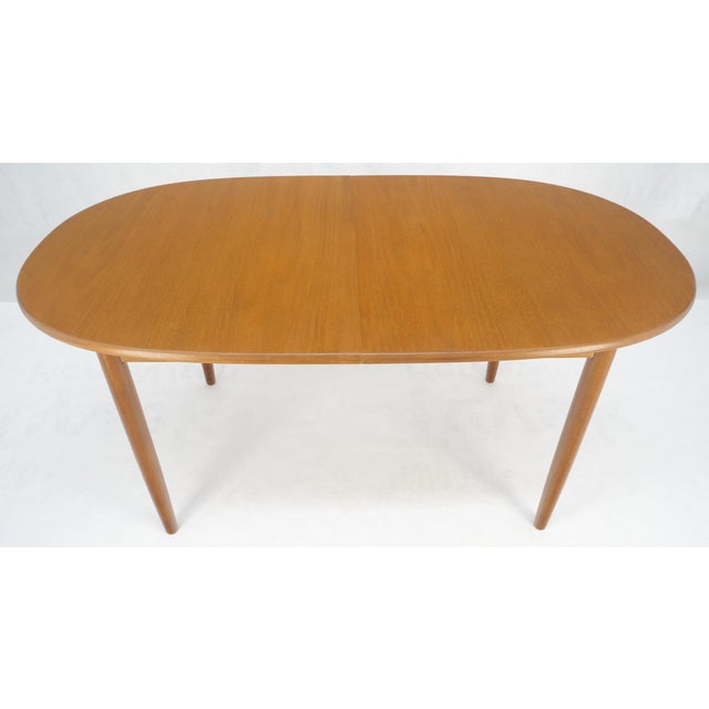 Butterfly Pop Up Self Storing Leaf Oval Danish Modern Teak Dining Table For Sale - Image 9 of 12