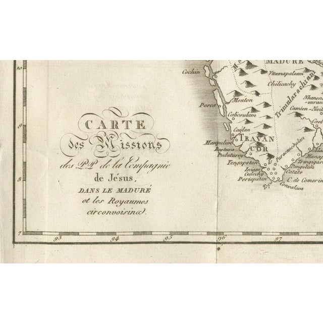 Antique Map of the Jesuit Missions in Madurai and Surrounding Kingdoms, 1760s For Sale - Image 5 of 10