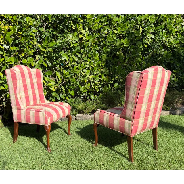 Vintage English-Style Wingback Host Dining Chairs With Cabriole Legs, Pair For Sale - Image 9 of 16