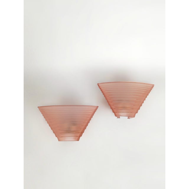 Pink Glass Pergamo 38 Wall Sconces by A. Mangiarotti for Artemide, 1980s, Set of 2 For Sale - Image 6 of 18