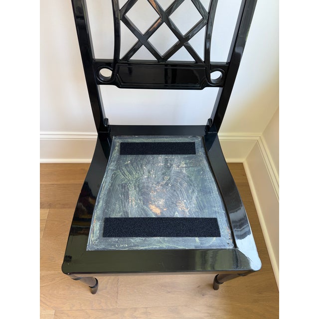 Set of 4 Chinoiserie Dining Game Chairs With Scalamandré Tigre Upholstered Seats For Sale - Image 9 of 9