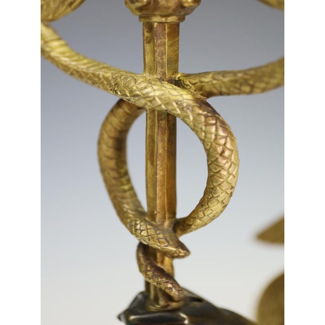 French Empire Ormolu and Bronze Three-Light Wall Sconce with Caduceus Arm, 1880 For Sale - Image 6 of 16