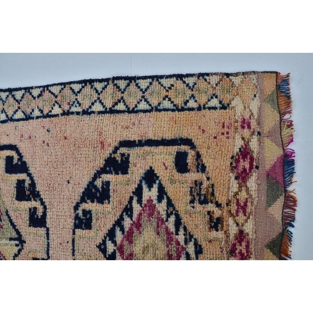 Geometric Design Oushak Wool Runner For Sale - Image 9 of 10