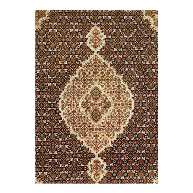 This is a hand-knotted TABRIZ Design Rug. Silk & Hand-Spun Wool Rug. All natural Dyed. , This rug has a dense, soft pile,...