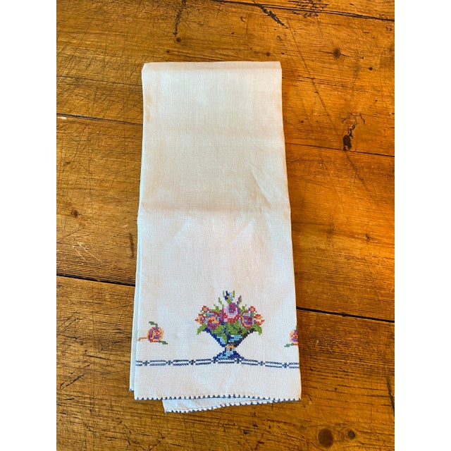 Textile Vintage Hand Stitched Linen Tea Towels, Set of 3 For Sale - Image 7 of 10