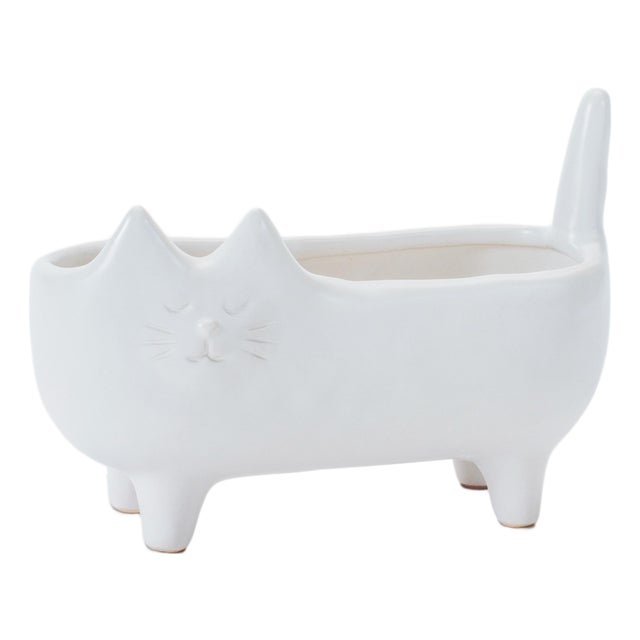 Ceramic Cat Planter (Set of 2) For Sale